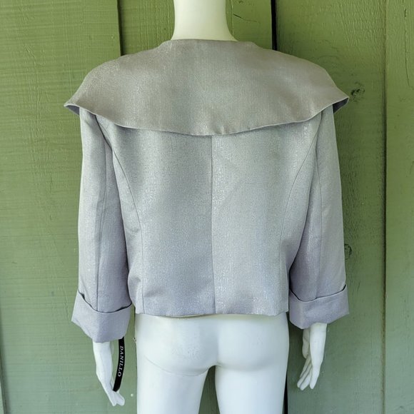 NWT DANILLO Silver Cape Shoulder Blazer Jacket 12 - Picture 4 of 5